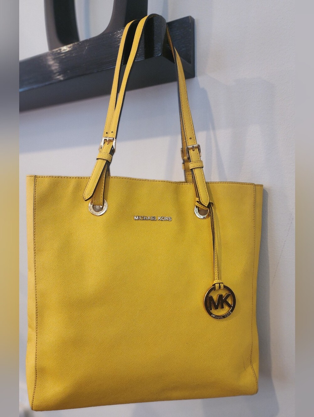 Michael Kors Yellow Leather Tote with MK Charm